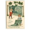 n°17591 - Carte Gaufrée - Prosit Neujahr - Enfants avec des billets de banque