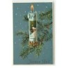 n°17622 - Carte Gaufrée - Joyeux Noël - Bougie allumée sur une branche de sapin