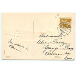 n°17622 - Carte Gaufrée - Joyeux Noël - Bougie allumée sur une branche de sapin