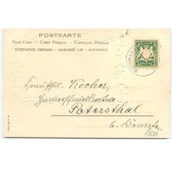n°17631 - Carte Gaufrée - Glückliche Weihnachten und Neujahr - Ange dans une petite charette tirée par un mouton