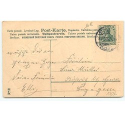 n°17636 - Carte Gaufrée - Viel Glück im Neuen Jahre - Fillette assise sur le bouchon d'une bouteille de champagne