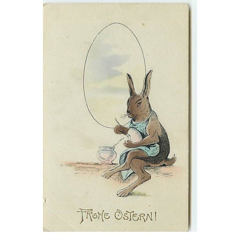 n°17643 - Fröhe Ostern - Lièvre peignant un oeuf