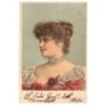 n°17652 - Carte à Paillettes - Portrait d'une Jeune femme de profil