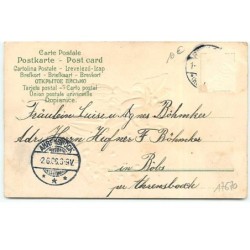 n°17670 - Carte Gaufrée - Fröhliche Pfingsten - Sylphide sentant des brins de muguet