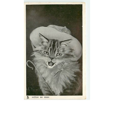 n°10715 - Carte Illustrateur - Barnes - Chat avec un Chapeau  - Little Bo Peep - Tuck