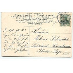 n°17686 - Carte Gaufrée - Prosit Neujahr ! - Ange jetant des fleurs sous une pendule