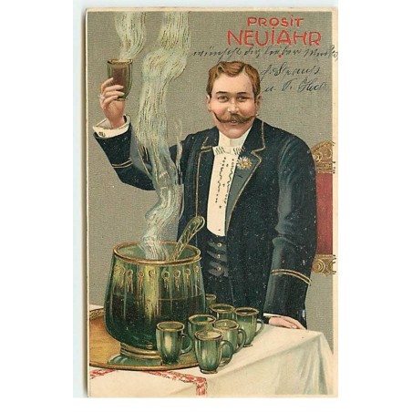 n°17687 - Prosit Neujahr - Homme buvant du vin chaud