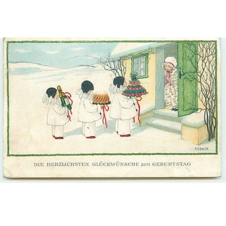 n°17715 - MM Vienne n°1235 - P. Ebner - Anges apportant du champagne, des gâteaux ...