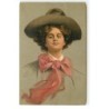 n°17720 - MM Vienne n°400 - Jeune femme avec un foulard rouge et un chapeau