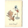 n°17747 - Carte peinte à la main - Patriotique - Nach Paris - Chat et Perroquet