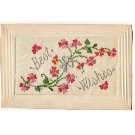 n°17753 - Carte Brodée - Best Wishes - Fleurs