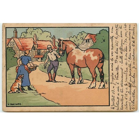 n°17766 - MM Vienne n°145 - Evans Linton - Une femme discutant avec un homme tenant un cheval