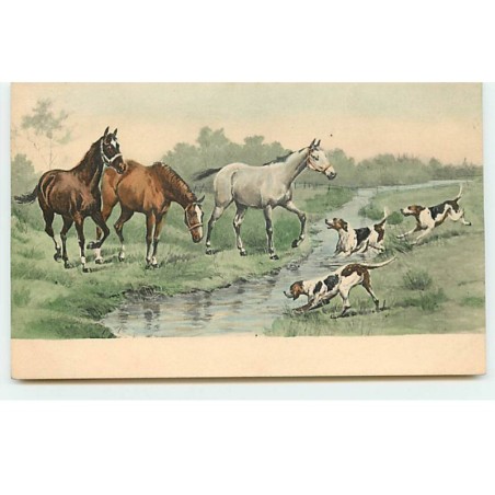 n°17769 - MM Vienne n°222 - Chiens de chasse allant vers des chevaux