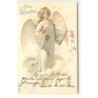 n°17779 - Carte Gaufrée - Fröhliche Weihnachten - Ange gardien lançant des roses
