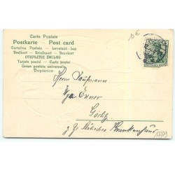n°17779 - Carte Gaufrée - Fröhliche Weihnachten - Ange gardien lançant des roses