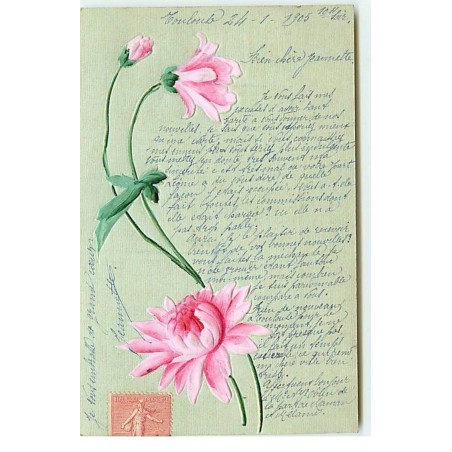 n°17800 - Carte Gaufrée - Fleurs