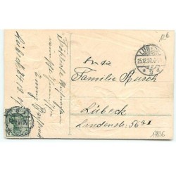 n°17836 - Carte Gaufrée - Fröhliche Weihnachten - Anges près d'un nouveau né