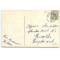 n°17848 - Carte Gaufrée - Deux fillettes jouant avec une guirlande de fleurs