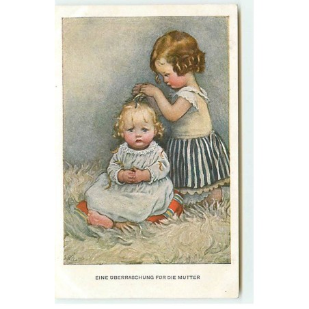 n°17855 - MM Vienne n°712 - Beatrice Pearse - Eine überraschung für die Mutter - Fillette coiffant un bébé
