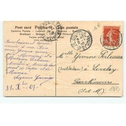 n°17873 - Carte Gaufrée - Bonne Année - Jeune Femme et fillette avec chacune des fleurs