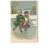 n°10741 - Carte Fantaisie Gaufrée - Gelukkig Nieunjaar - Enfants faisant du patin