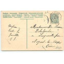 n°17879 - Carte Gaufrée - Joyeuses Pâques - Un coq et une poule s'embrassant