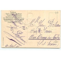 n°17881 - Carte Gaufrée - Joyeuses Pâques - Fillette sur une petite charette tirée par un poussin