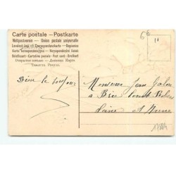 n°17884 - Carte Gaufrée - Joyeuses Pâques - Poussins dans un panier en osier, rempli de violettes