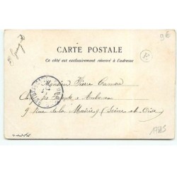 n°17885 - Joyeuses Pâques - Couple croisant un lièvre portant une hotte rempli d'oeufs