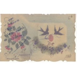 n°17887 - Carte Celluloid - Hirondelles portant un oeuf