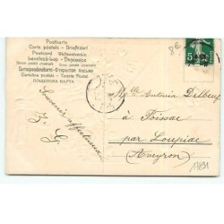 n°17891 - Carte Gaufrée - Cueillies pour vous - Fillette entourée de roses dans une enveloppe