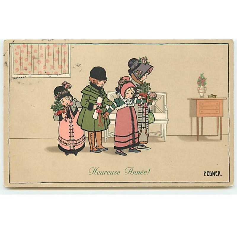 n°18005 - MM Vienne n°607 - P. Ebner - Heureuse Année - Enfants avec leurs manteaux dans une entrée