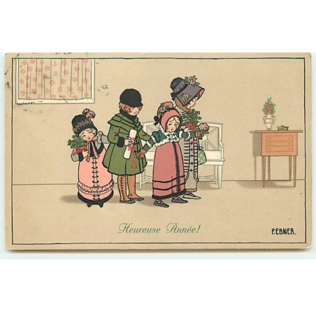 n°18005 - MM Vienne n°607 - P. Ebner - Heureuse Année - Enfants avec leurs manteaux dans une entrée