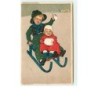 n°10745 - Carte Fantaisie Gaufrée - Style Flatscher - Enfants sur une Luge n°2