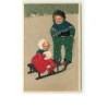 n°10746 - Carte Fantaisie Gaufrée - Style Flatscher - Enfants sur une Luge n°3