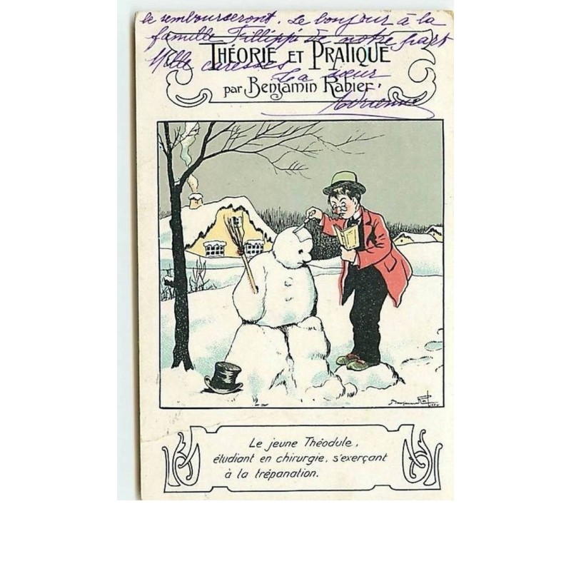 n°1808 - Benjamin Rabier - Théorie et Pratique - Le jeune Théodule - Bonhomme de neige