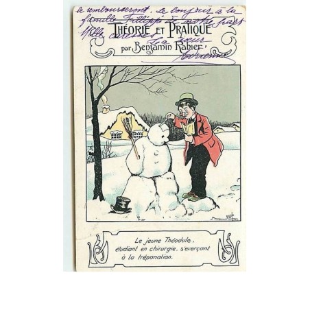 n°1808 - Benjamin Rabier - Théorie et Pratique - Le jeune Théodule - Bonhomme de neige