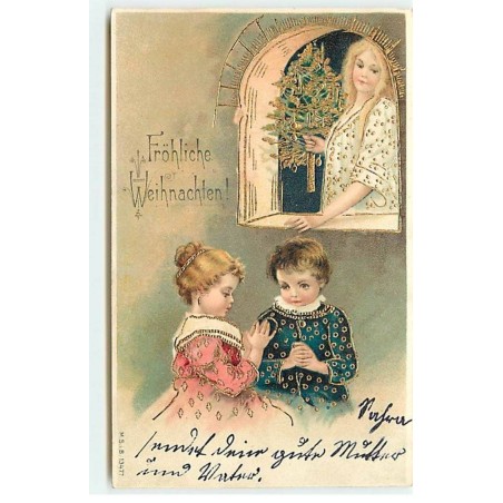 n°18130 - Fröhliche Weihnachten - Jeune femme regardant des enfants priant