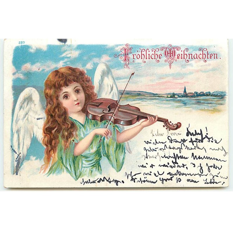 n°18131 - Fröhliche Weihnachten - Ange jouant du violon