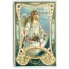 n°18133 - Carte Gaufrée - Fröhliche Weihnachten - Ange gardien avec des jouets