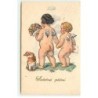 n°18169 - M. Fischerova-Kvéchova - Anges apportant une lettre, un bouquet, avec un chien à leur côté