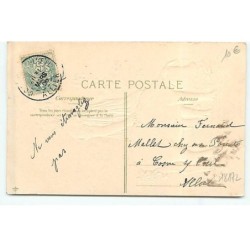 n°18172 - Carte Gaufrée - 1er Avril - Fillette tenant un cochon en laisse