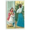 n°18178 - Carte Gaufrée - Vroolyk Kerstfeest - Enfants regardant leur mère décoré un sapin