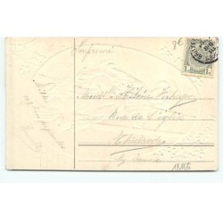 n°18186 - Carte Gaufrée - Joyeuses Pâques - Enfants près d'une échelle avec des oeufs et des poussins