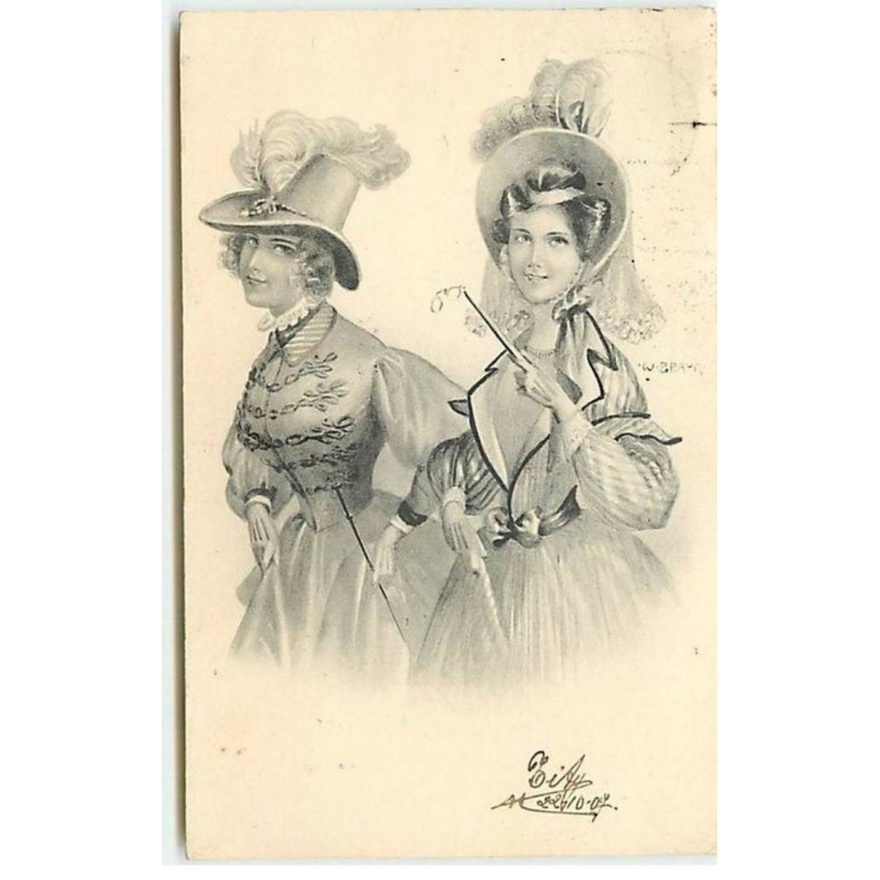 n°10763 - Carte Illustrateur - W. Braun - Couple de Femmes n°3