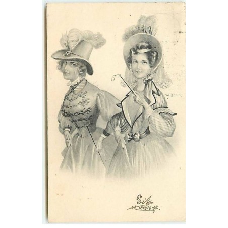 n°10763 - Carte Illustrateur - W. Braun - Couple de Femmes n°3
