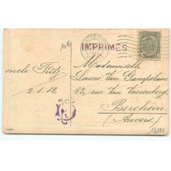 n°18191 - Carte Gaufrée - Bonne Année - Fillette portant un sapin décoré dans un pot