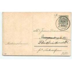 n°18193 - Carte Gaufrée - Bonne Année - Enfant assis sur une balustrade portant un bouquet de trèfles