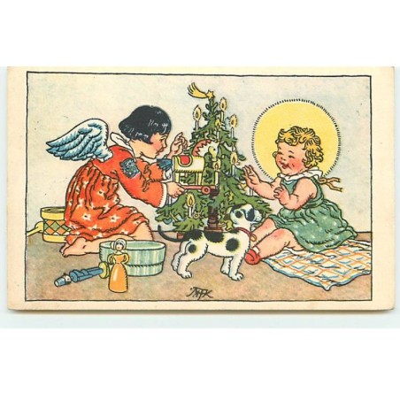 n°18218 - M. Fischerova-Kvéchova - Ange et Fillette décorant un sapin