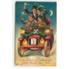 n°18231 - Carte Gaufrée - Eine heitere und glückliche.. neue Jahr - Hommes dans une voiture buvant